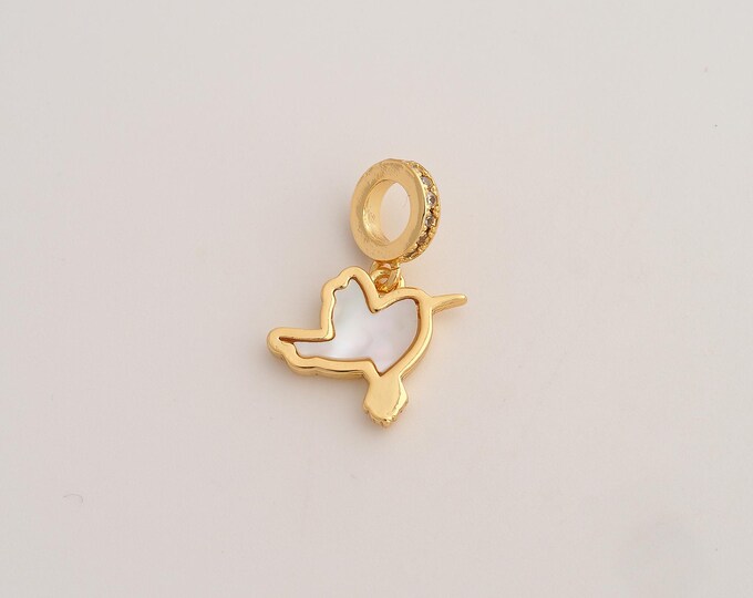 18K Gold Filled Bird Charm,Dainty Fritillaria Flying Pendant,CZ Animal Pendant ,DIY Jewelry Supplies,23x15.3x2.4mm