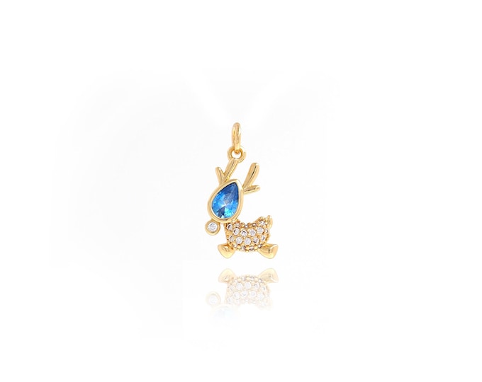 18K Gold Filled Deer Pendant,Gold Dainty Deer Charms,Deer Charm Bracelet Necklace for DIY Jewelry Making Supply,20.8x11.5x2.7mm