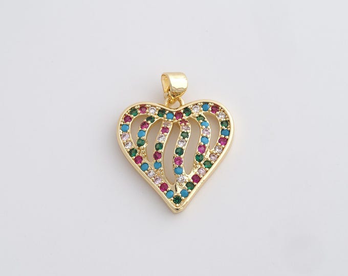 Gold Heart Pendant 18K Gold Filled Heart Necklace Gold Friendship Necklace DIY Jewelry Making Accessories 26x20.6x4.6mm