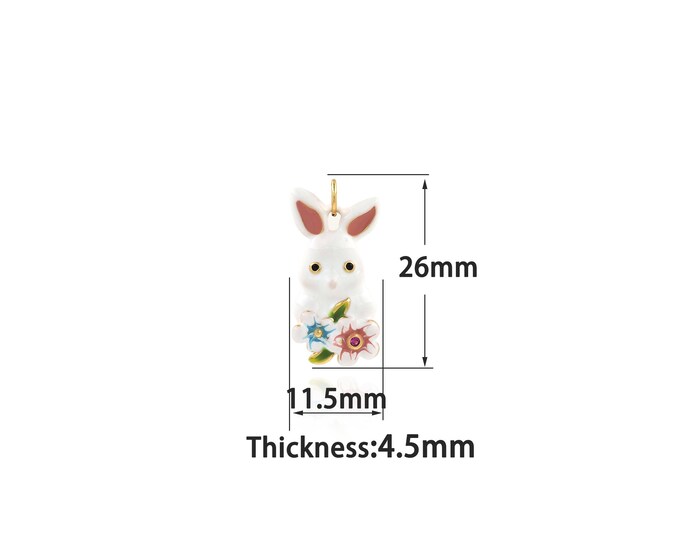 18K Gold Filled Rabbit Pendant,Gold Dainty Rabbit Charms,Simple pendant Bracelet Necklace for DIY Jewelry Making Supply