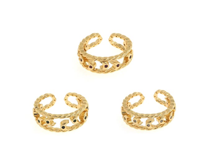 18K Gold Filled Moon Ring,Gold Dainty CZ Open Ring,Simple Ring,Gift for Her