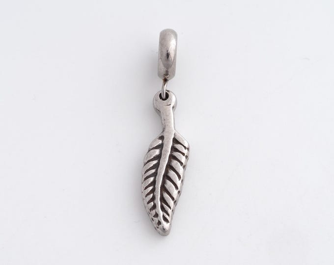 Stainless Steel Feather Pendant,Feather Charms,Feather Charm Bracelet Necklace for DIY Jewelry Making Supply,35.5x7.5x3.2mm