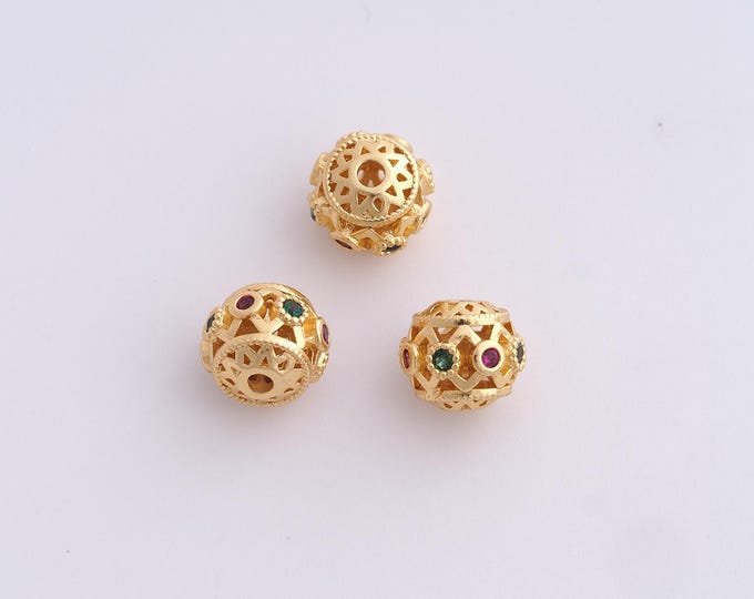 18K Gold Filled Round Spacer Beads,Gold Ball Beads, Tube Beads DIY Bracelet Necklace Earrings Jewelry Making,9.2x7.6mm