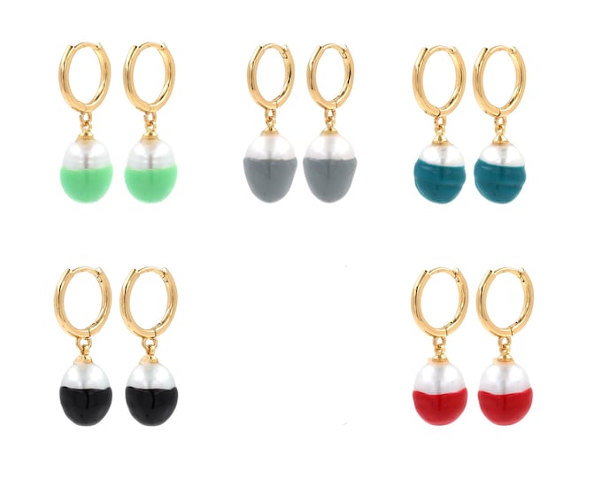 1 pair 18K Gold Filled Drop Earrings,Gold Dainty Enamel Egg Earrings,Simple Earrings,Gift for Her