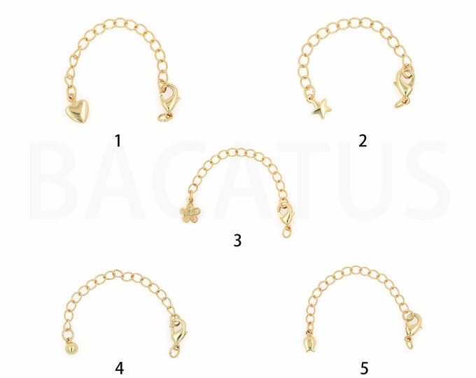 Lobster Clasp Extender, Tail Chain, Necklace Extender, 18K Gold Filled Heart Chain, Bracelet Extender, DIY Jewelry Supplies,7cm
