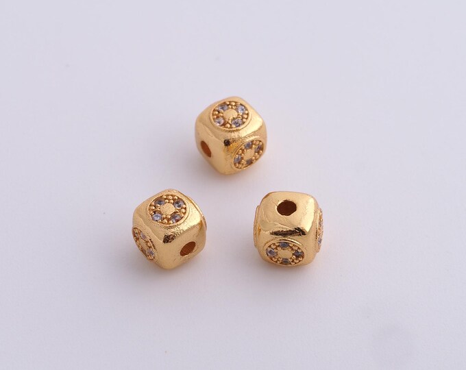 18K Gold Filled Square Spacer Beads,Gold Square Beads, Square Beads DIY Bracelet Necklace Earrings Jewelry Making,6.5x6mm