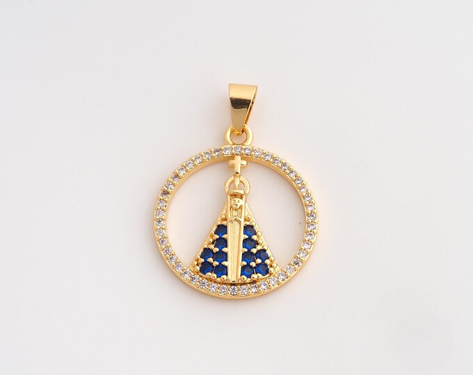 18K Gold Filled Pope Charm,Dainty Religious Pendant,CZ Christian Pendant ,DIY Jewelry Supplies,30.4x22.3x3.2mm
