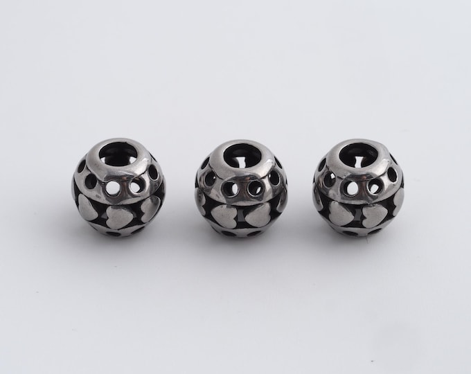 1 pcs Stainless Steel Retro Ball Spacer Beads,Silver Round Beads,Ball Beads DIY Bracelet Necklace Earrings Jewelry Making,10x9.2mm