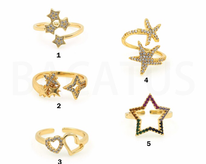 18K Gold Filled Heart Ring,Gold Dainty CZ Open Ring,Simple Ring,Gift for Her