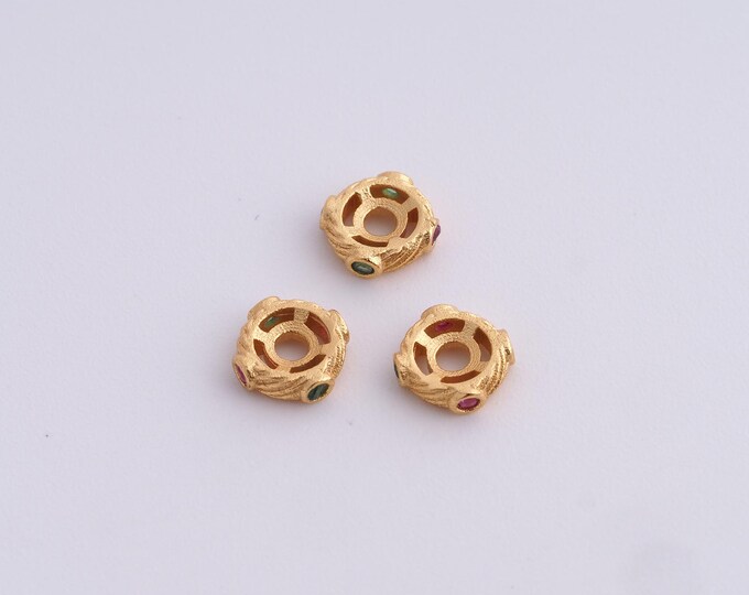 5 pcs 18K Gold Filled Round Spacer Beads,Gold Flat Beads, Disc Beads DIY Bracelet Necklace Earrings Jewelry Making,4x3.6x1.5mm
