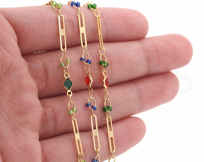 Welded Chain,Square Chain,Unfinished Necklace, Micropavé CZ Dainty Chain, Gem Chain,18K Gold Filled Heart Chain, 4.4x1.8mm
