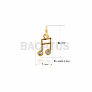 1PCS Music Symbol Pendant, CZ Musical Note Pendant, Musical Note Necklace, Musical Charm, Suitable For Jewelry Making Supplies 10.5x5x1.4mm