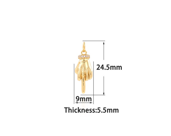 18K Gold Filled Gesture Pendant,Gold Dainty Gesture Charms,Simple pendant Bracelet Necklace for DIY Jewelry Making Supply