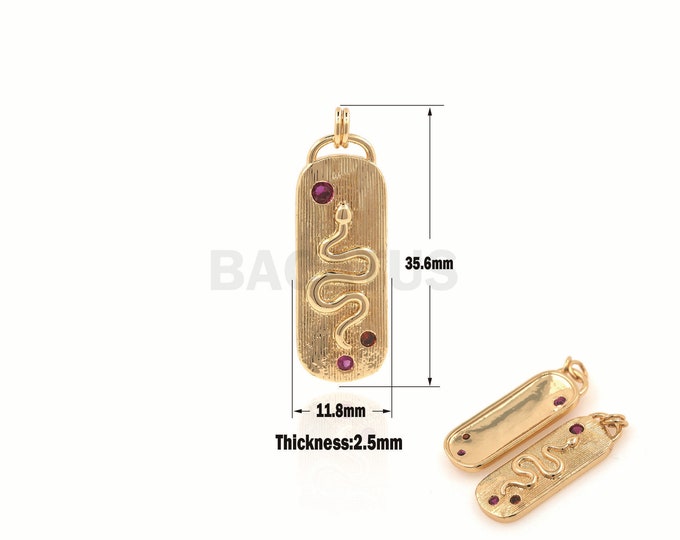 1PCS CZ oval Snake-Shaped Pendant, Snake Charm, Snake-Shaped Necklace, Medal Pendant, Suitable For Jewelry Making Products 35.6x11.8x2.5mm