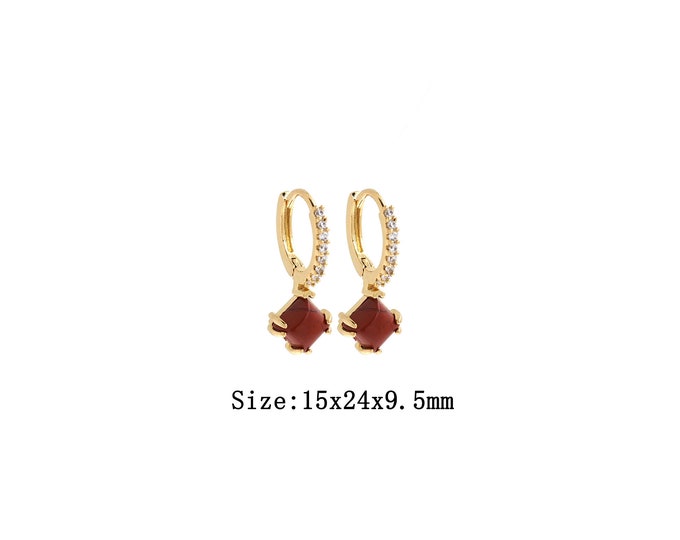 1pair 18K Gold Filling Square Drop Earrings,Gold Square Drop Earring,Simple CZ Earrings,Gift for Her
