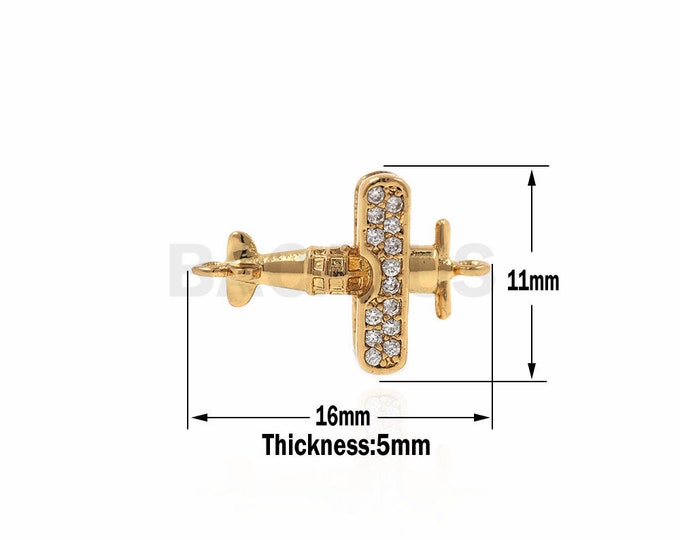 CZ Gold filled Micro Pave Airplane,airplane charm pendant,Brass Airplane jewelry 16x11x5mm 1pcs