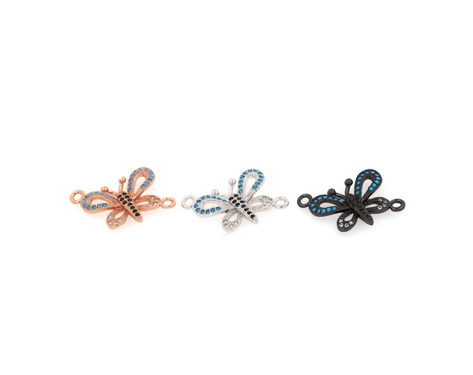 18K Gold Filled CZ Butterfly Connector,Gold Dainty Butterfly Connector,Butterfly Connector Bracelet Necklace for DIY Jewelry Making Supply