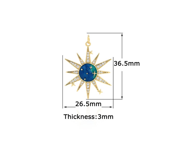 18K Gold Filled Sun pendant,Gold Dainty Sun Charms,Simple pendant Bracelet Necklace for DIY Jewelry Making Supply