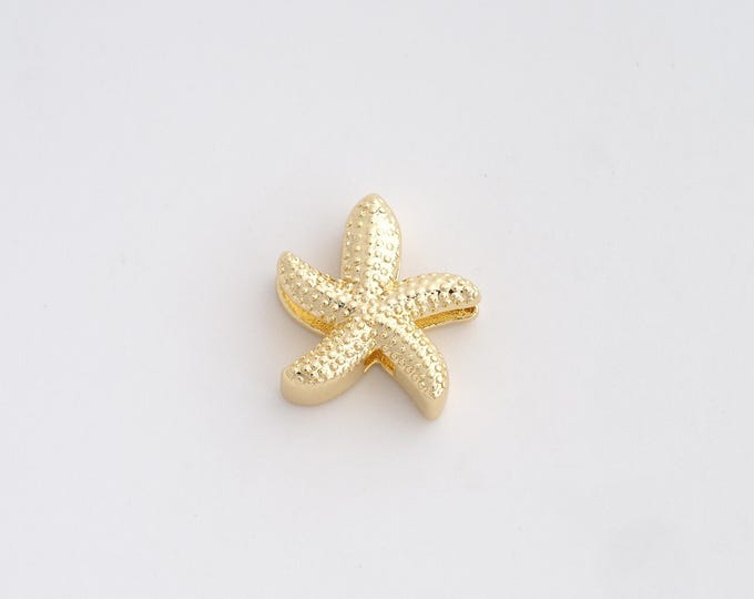 18K Gold Filled Starfish Charm, Starfish Pendant,Starfish Necklace Charm, DIY Jewelry Supplies, 16.5x15.3x5.3mm