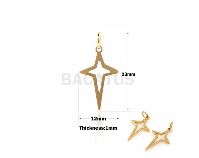 1PCS Cross Pendant Hollow Cross Suitable for Necklace Bracelet Jewelry Products Cross Charm 18K Gold Plated DIY Jewelry Making 23x12x1mm