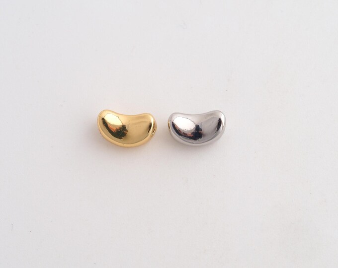 Gold Bean Beads, 18K Gold Filld Bean Beads,for Jewelry Making Supplies,8.7x5.3x4.2mm Hole 2mm