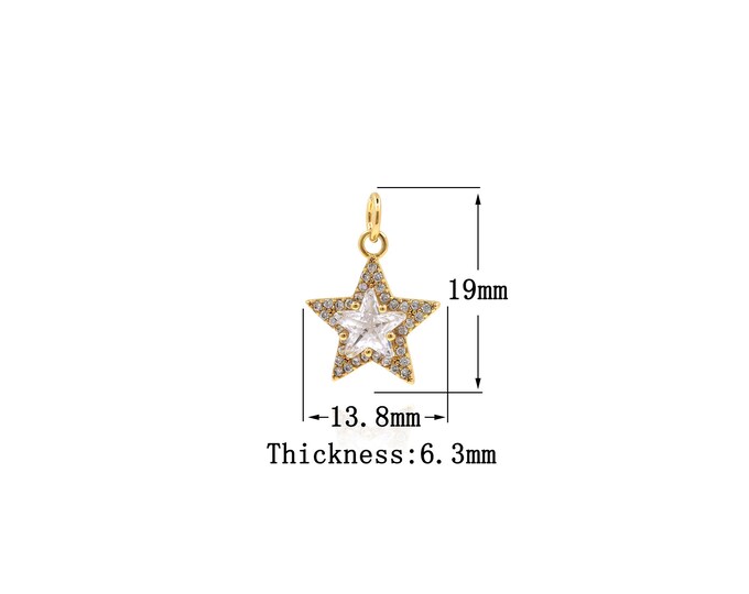 18K Gold Filled Star pendant,Gold Dainty Star Charms,Star Charm Bracelet Necklace for DIY Jewelry Making Supply