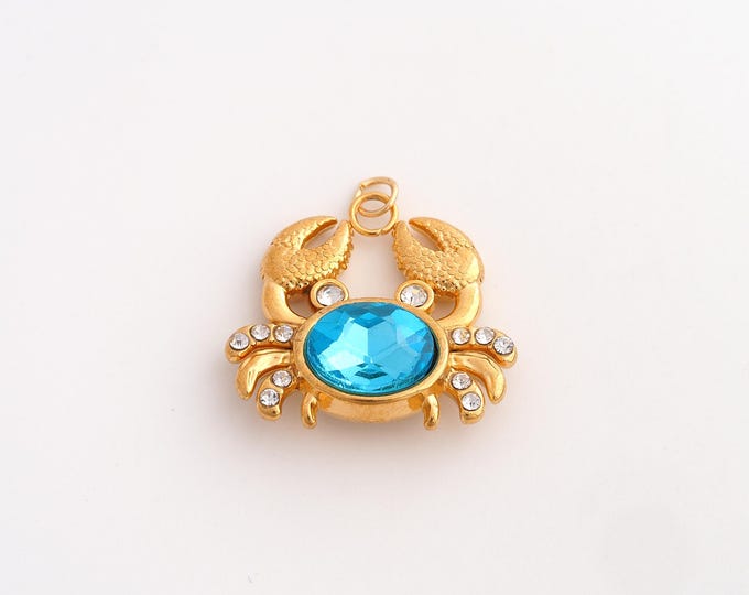 Stainless Steel Crab Pendant,Marine Life Charms,Crab Charm Bracelet Necklace for DIY Jewelry Making Supply,25x23.5x7.5mm