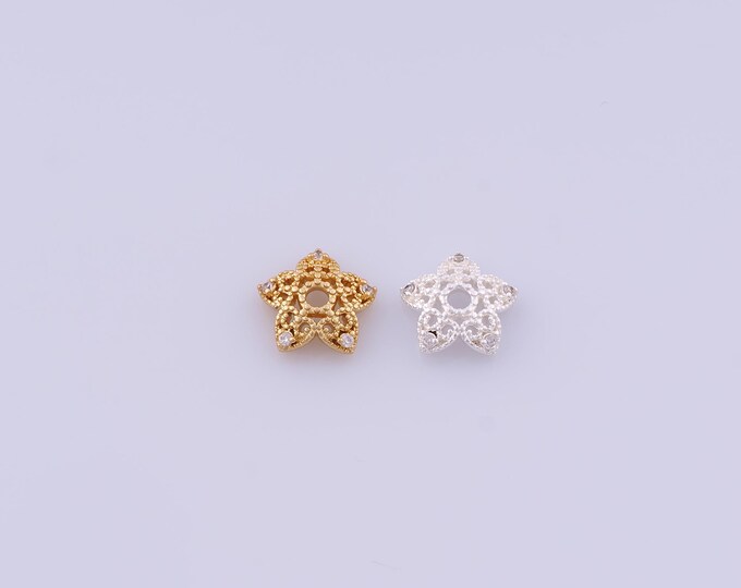 5 pcs 18K Gold Filled Flower Bead Caps,Flower Caps,Flower Bead Caps,Spacer Jewelry, DIY Jewelry Making,9.6x3.2mm