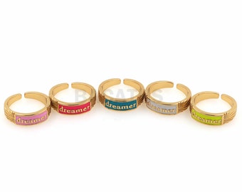 1PCS Anillo de esmalte grabado, Anillo de esmalte multicolor, Anillo de esmalte multicolor, Anillo de esmalte fino, Anillo de joyería de verano para mujeres