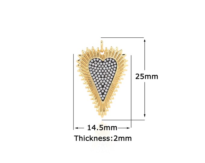 18K Gold Filled Heart Pendant,Gold Dainty Heart Charms,Heart Charm Bracelet Necklace for DIY Jewelry Making Supply