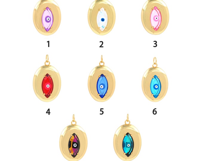 18K Gold Filled Devil Eye Pendant,Gold Dainty Eye Charms,Simple pendant Bracelet Necklace for DIY Jewelry Making Supply