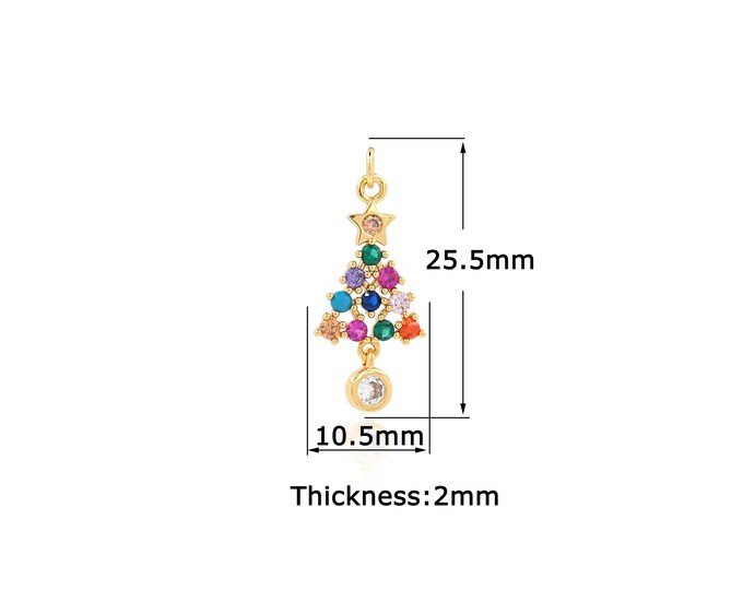 18K Gold Filled Christmas Tree Pendant,Gold Dainty Christmas Tree Pendant,Simple Pendant,Gift for Her