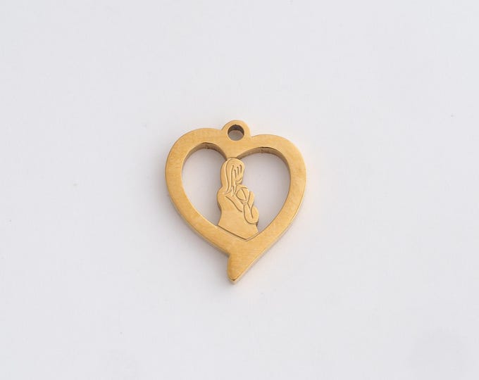 Stainless Steel Heart Pendant,Love Charms,Heart Charm Bracelet Necklace for DIY Jewelry Making Supply,16.6x14x2mm