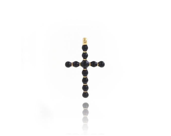 18K Gold Filled Religious Charms,Christian Charms,Cross Pendant,Enamel Christian Necklace, DIY Jewelry Supplies,35.5x22.5x4.3mm