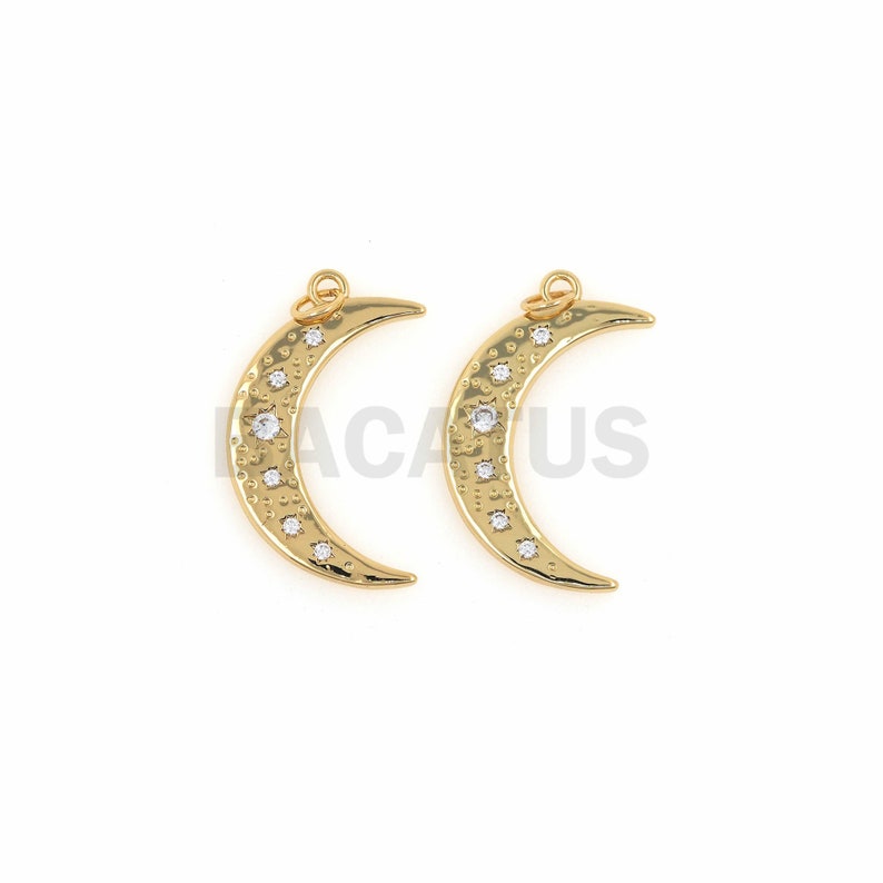 Crescent-Shaped Necklace Covered With Moon Ornaments 1PCS Half-Moon Pendant DIY Making Supplies 26.5x14x1.5mm Crescent-Shaped Charm