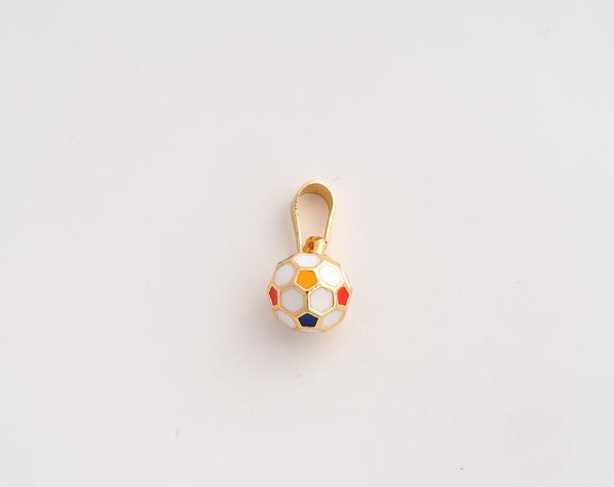 18K Gold Filled Football Charm,Dainty Enamel Sports Pendant,Soccer Pendant ,DIY Jewelry Supplies,16.6x8x7.8mm
