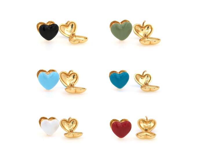 1pair 18K Gold Filling Heart Earring,Gold Dainty Heart Earring,Simple Earrings,Gift for Her