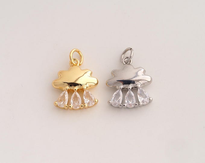 18K Gold Filled Cloud Charm,Dainty Cloud Pendant,CZ Cloud Pendant ,DIY Jewelry Supplies,18.6x13x3.7mm