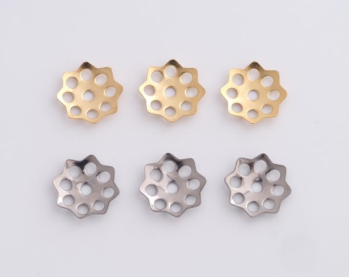 25pcs Stainless Steel Flower Beads Cap,Gold Flower Beads Cap, DIY Bracelet Necklace Earrings Jewelry Making,10.6x1.4mm