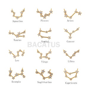 1PCS Twelve Constellation Connector Scorpio Charm Virgo Charm Suitable for Necklace Bracelet Connector 18K Cubic Zirconia Gold Filling