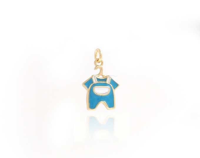 18K Gold Filled Clothing Pendant,Enamel Charms,Heart Pendant Baby Clothes Charms,DIY Jewelry Making Supply,16.8x10x2.4mm
