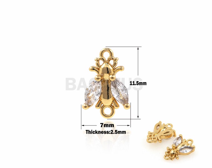 1PCS Fly Pendant Flying Animal Necklace Pest Necklace Suitable for Bracelet Necklace Jewelry Articles Gold Filled Cubic Zirconia7x11.5x2.5mm