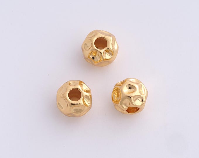 18K Gold Filled Round Spacer Beads,Gold Ball Beads, Tube Beads DIY Bracelet Necklace Earrings Jewelry Making,9.4x8.4mm