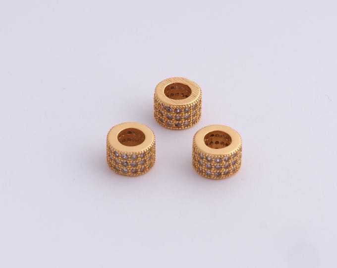 18K Gold Filled Round Spacer Beads,Gold Tube Beads, Round Beads DIY Bracelet Necklace Earrings Jewelry Making,7x4.7mm