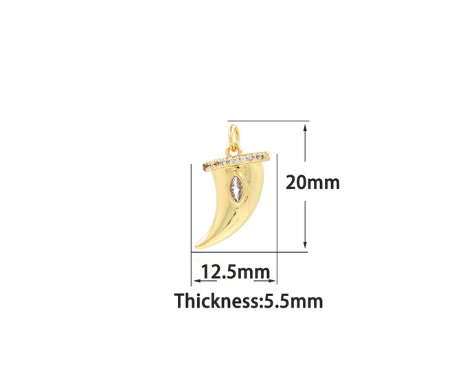 18K Gold Filled Animal Tooth Pendant,Gold Dainty Tooth Charms,Simple pendant Bracelet Necklace for DIY Jewelry Making Supply