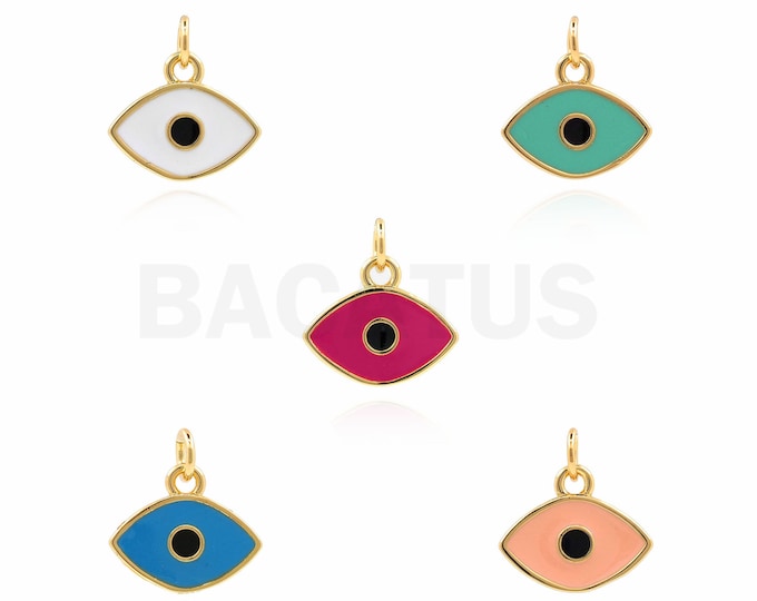 1PCS 18K Gold Filled Oil Drop Necklace Enamel Charm Eye Pendant Eye Necklace Eye DIY Jewelry Making Pendant Charm 12x11x1.4mm