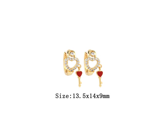 1pair 18K Gold Filling Heart Earrings,Gold Dainty Heart Earring,Simple Earrings,Gift for Her