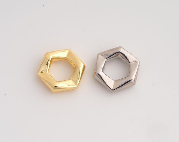 Gold Hexagonal Beads, 18K Gold Filld Flat Beads,for Jewelry Making Supplies,14.7x13.3x4mm Hole 7.3mm