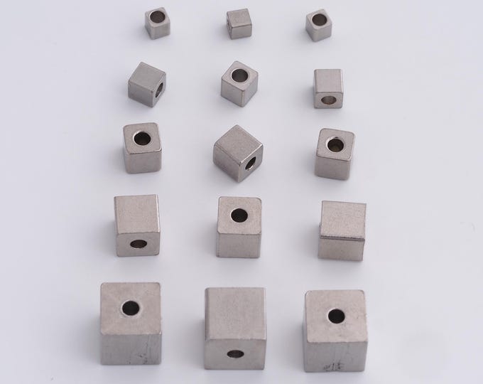 25 pcs Stainless Steel Square Spacer Beads,Silver Tube Beads, Square Beads DIY Bracelet Necklace Earrings Jewelry Making
