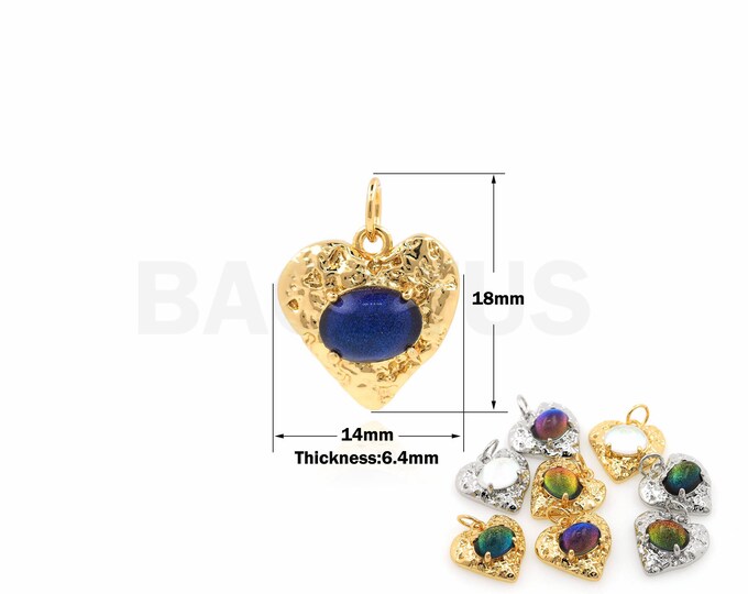 Heart Pendant, Micropavé CZ Gemstone Pendant, 18K Gold Filled Love Necklace, Heart Charm, Fashion Pendant, DIY Jewelry Supplies, 18x14x6.4mm
